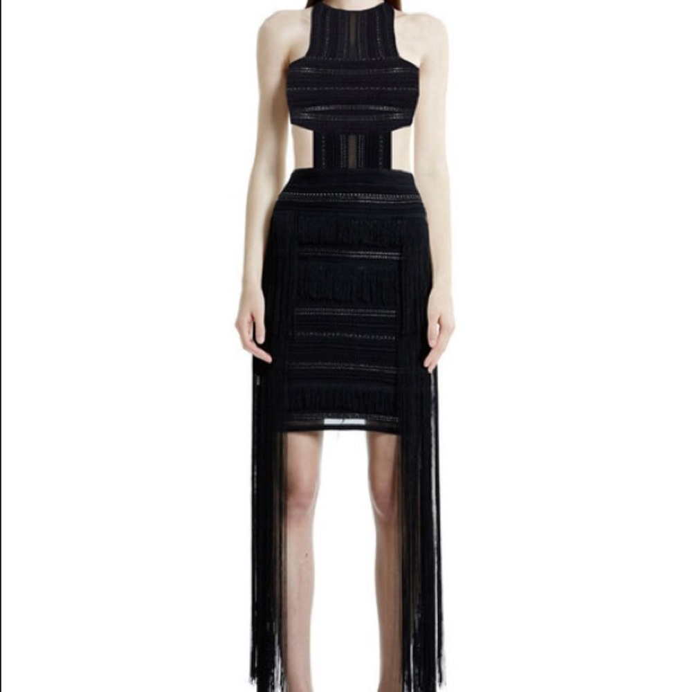 RVN embroidery jacquard fringe dress